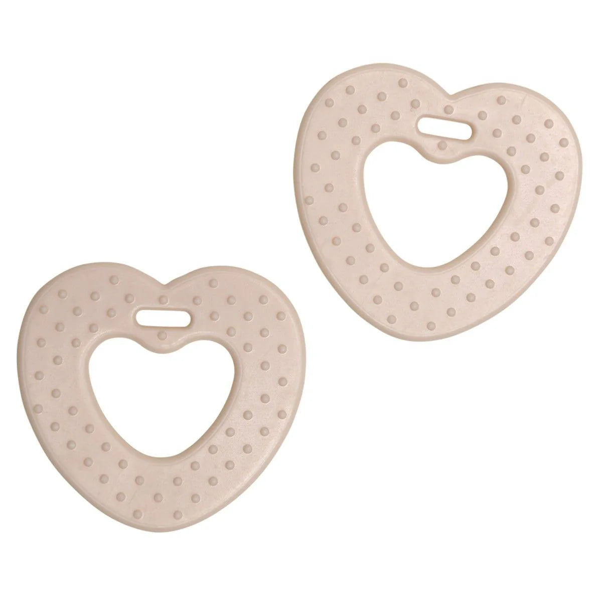 Soft TPE Heart Teether (2 pcs) – for Baby Sensory Toys & Rattles Vanilla