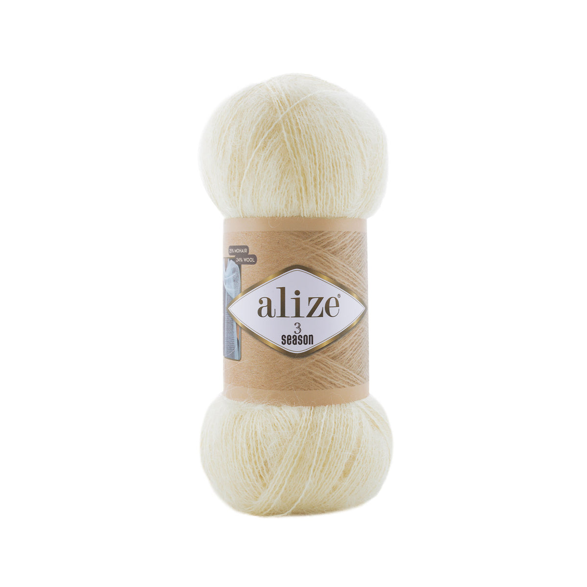 Alize 3 Season 62 Vanilla – light acrylic yarn with mohair and wool