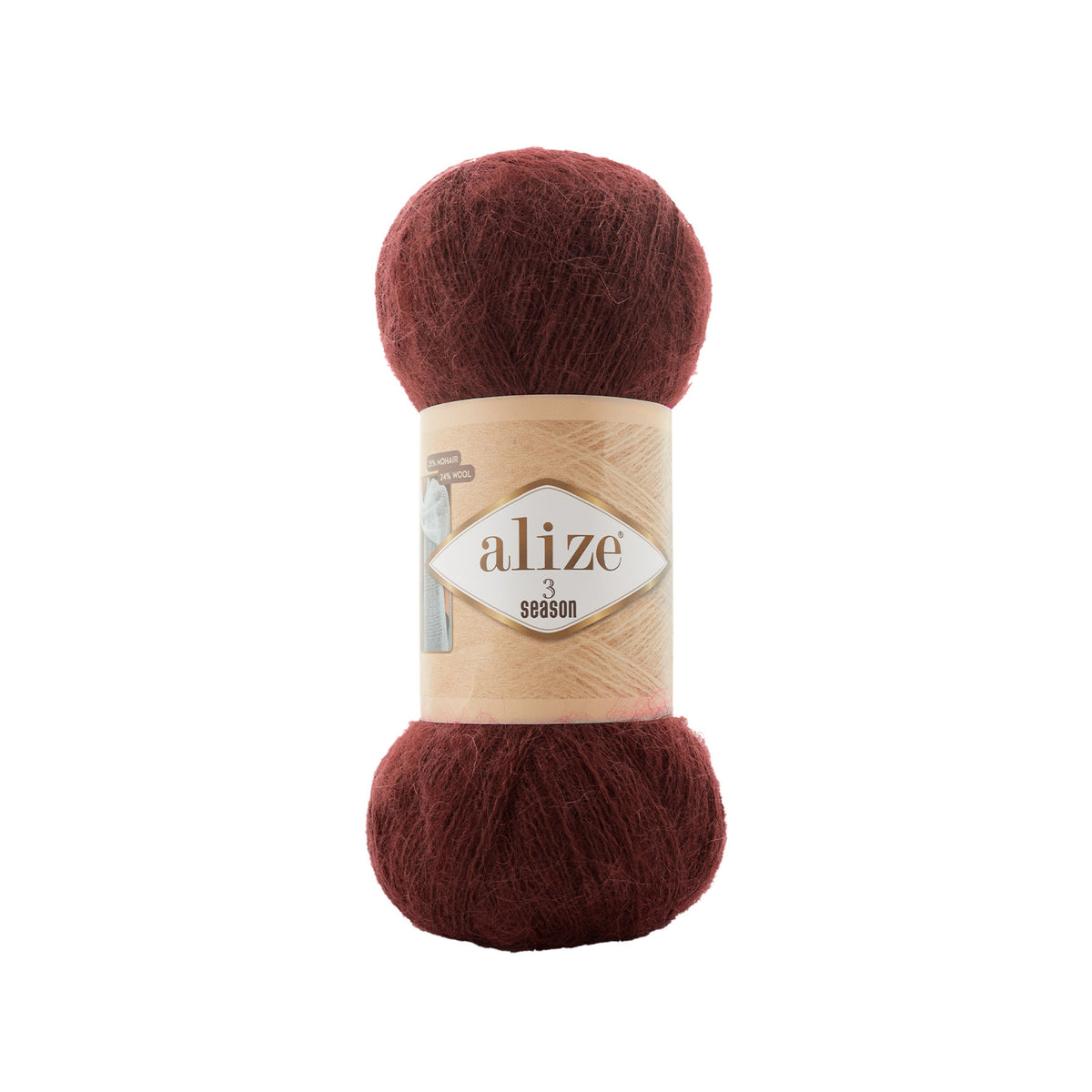 Alize 3 Season 630 Dark Burgundy – light acrylic yarn with mohair and wool