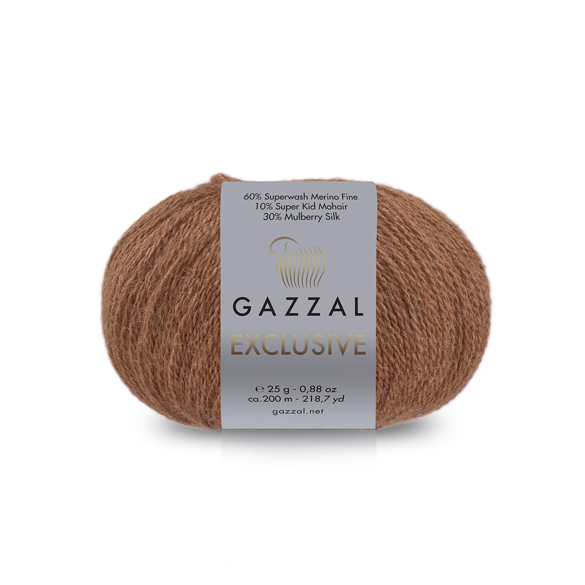 Gazzal Exclusive 9929 Brown – merino silk mohair yarn