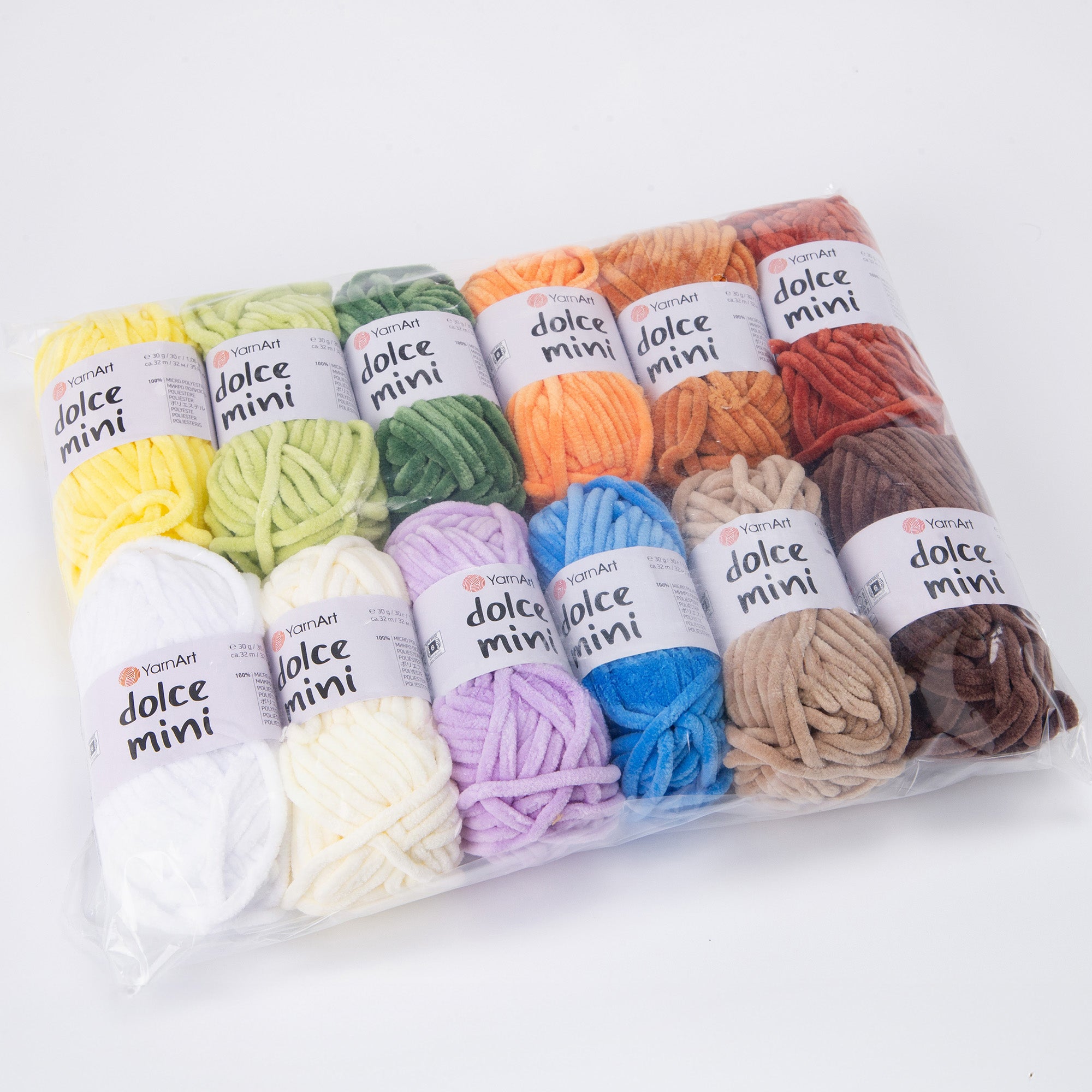 YarnArt Dolce Mini – Chenille Yarn Pack (12 x 30g)