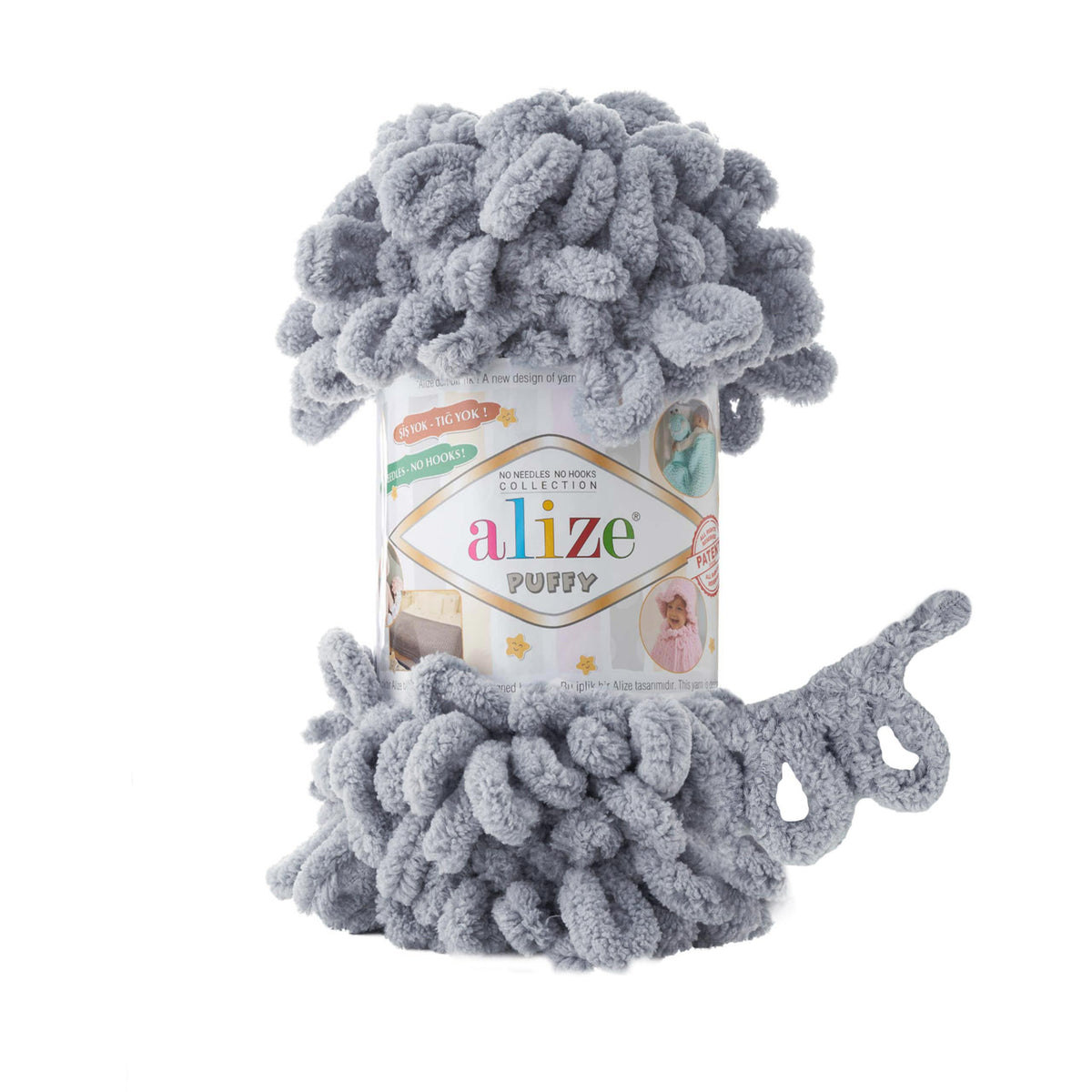 Alize Puffy 362 Gris – fil à boucles