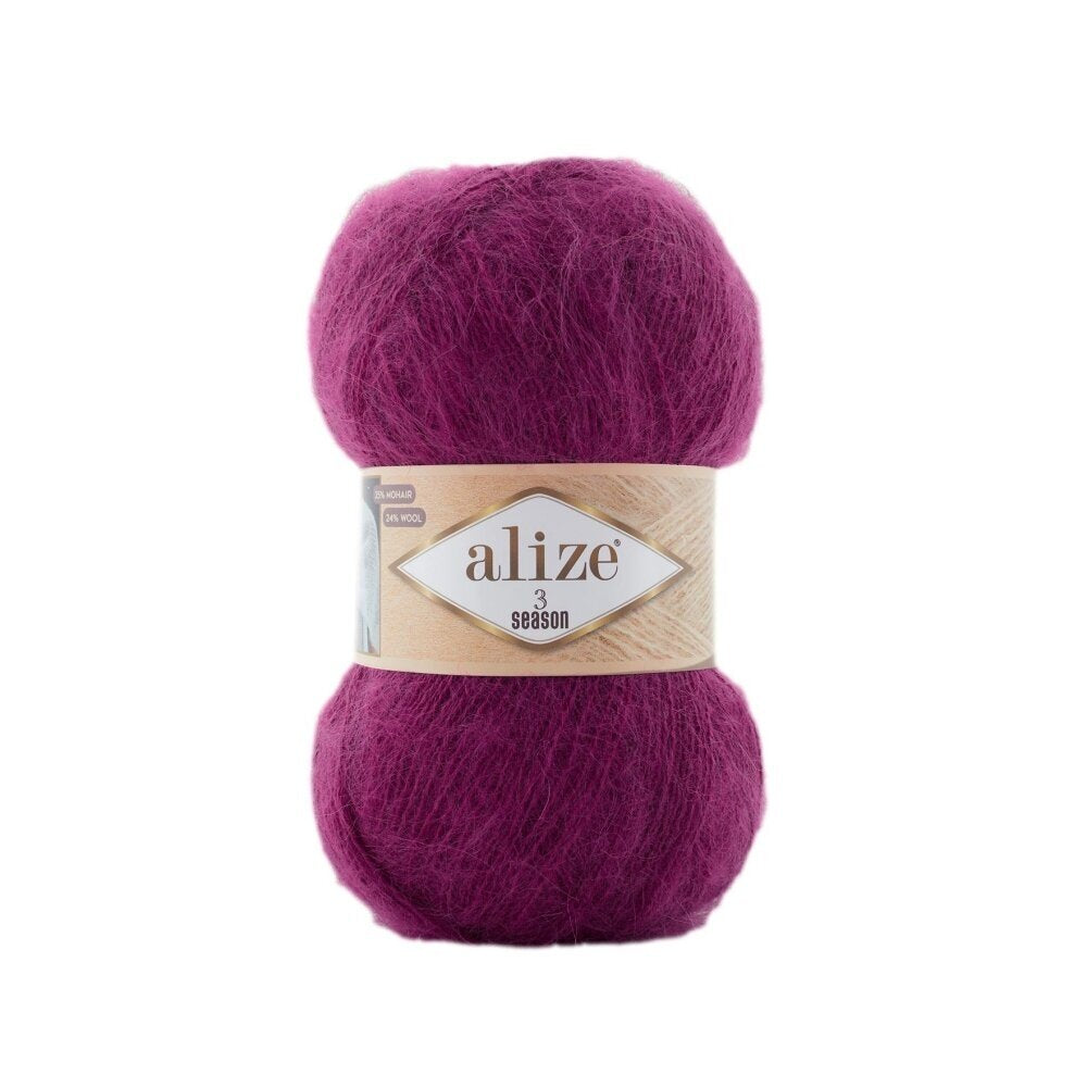 Alize 3 Season 209 Dark Burgundy – light acrylic yarn with mohair and wool