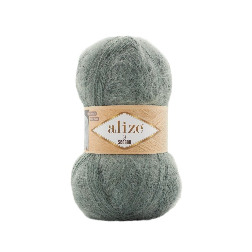 Alize 3 Season 180 Grey Green – light acrylic yarn with mohair and wool