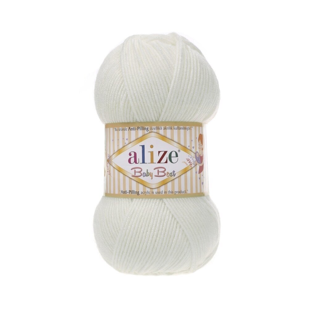 Alize Baby Best 450 Natūrali balta – kūdikių siūlai su bambuku