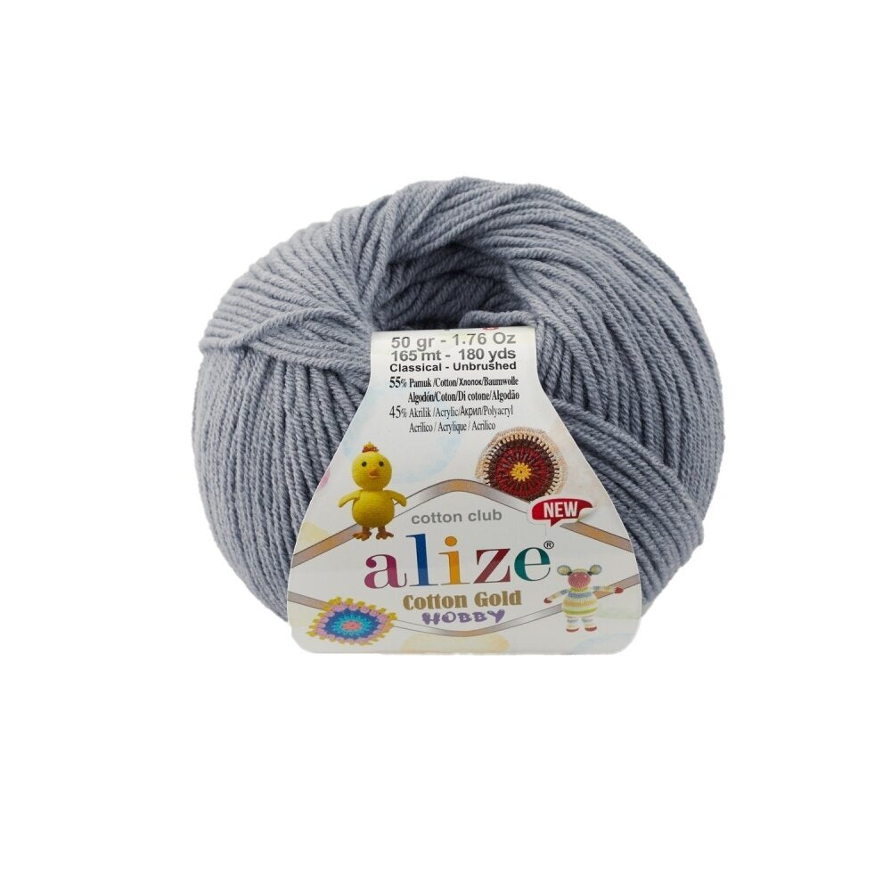 Alize Cotton Gold Hobby 87 Mörkgrå – bomulls- och akrylgarn