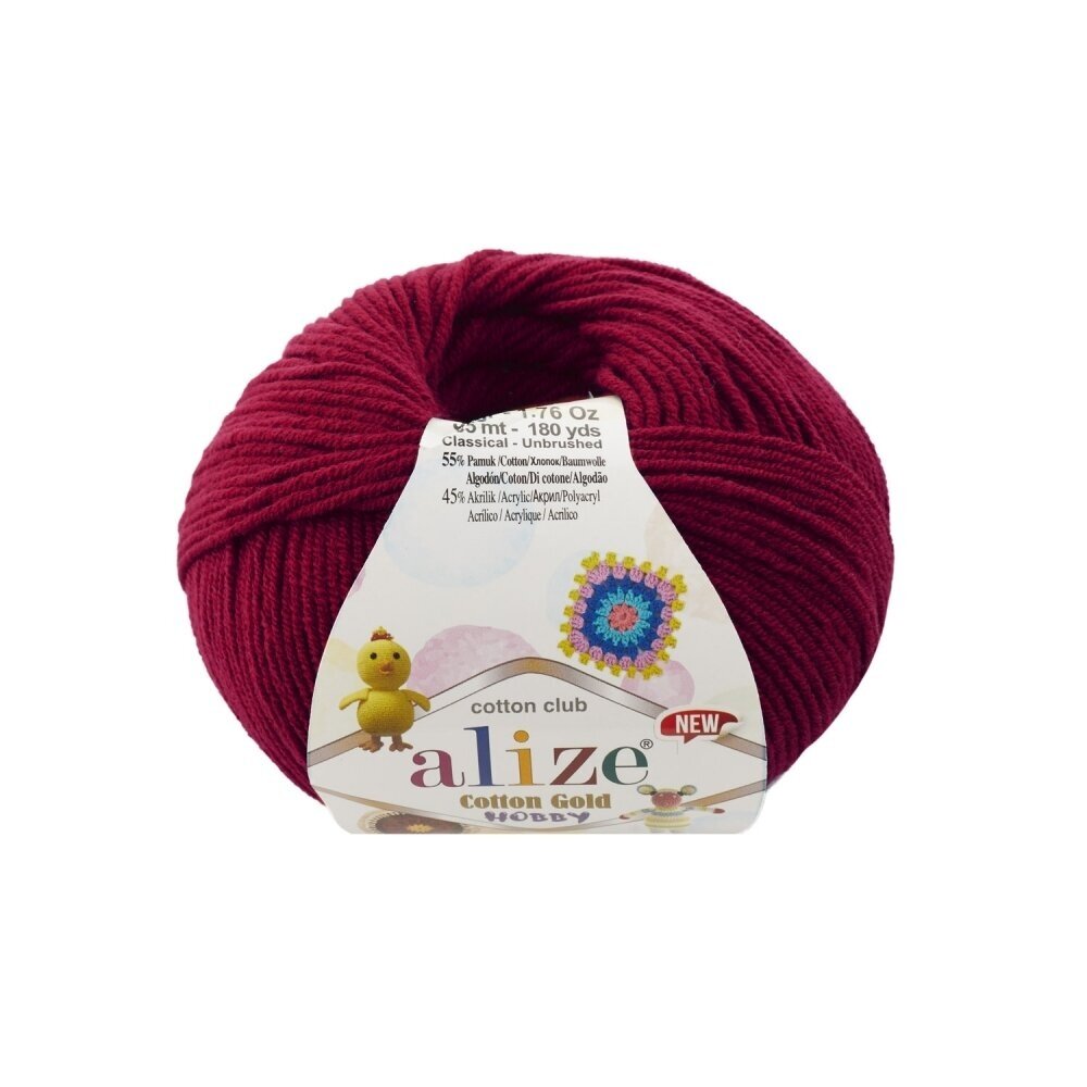 Alize Cotton Gold Hobby 390 Vinröd – bomulls- och akrylgarn