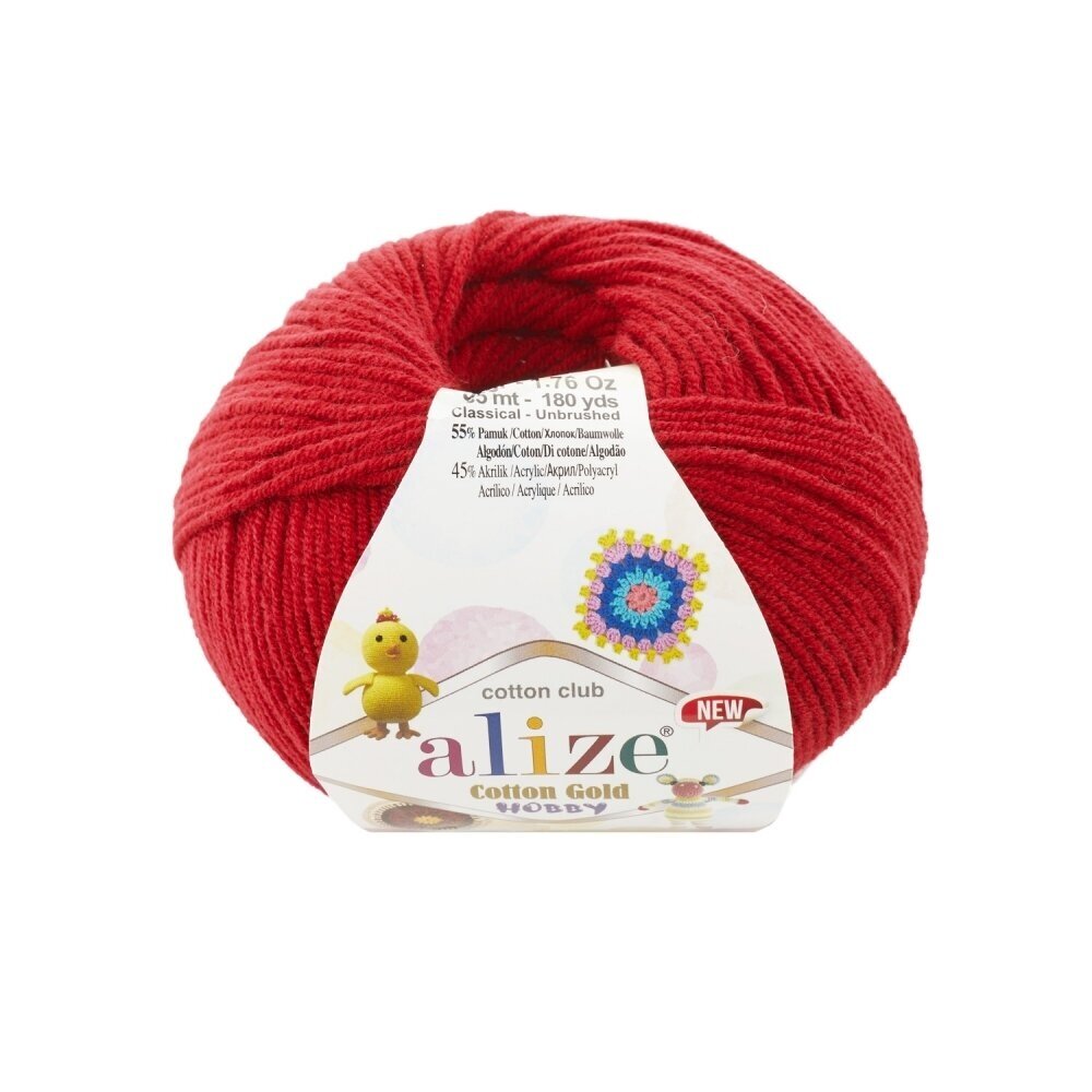 Alize Cotton Gold Hobby 56 Röd – bomulls- och akrylgarn