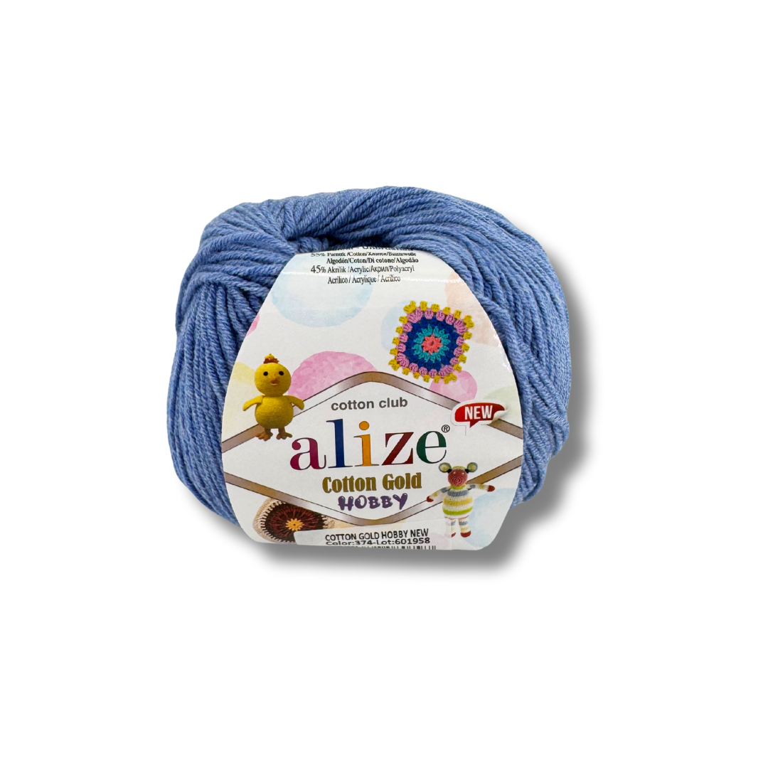 Alize Cotton Gold Hobby 374 Blåklint – bomulls- och akrylgarn