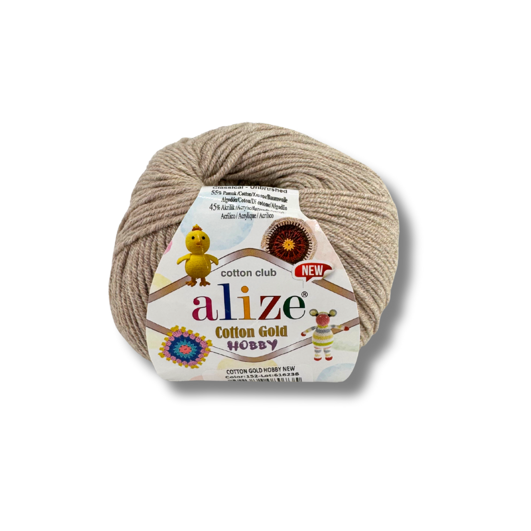 Alize Cotton Gold Hobby 152 Beigemelerad – bomulls- och akrylgarn