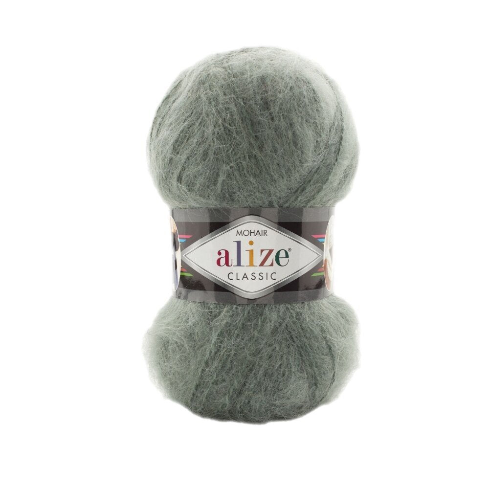 Alize Mohair Classic 180 Pelēcīgi zaļa – akrila dzija ar mohēru un vilnu