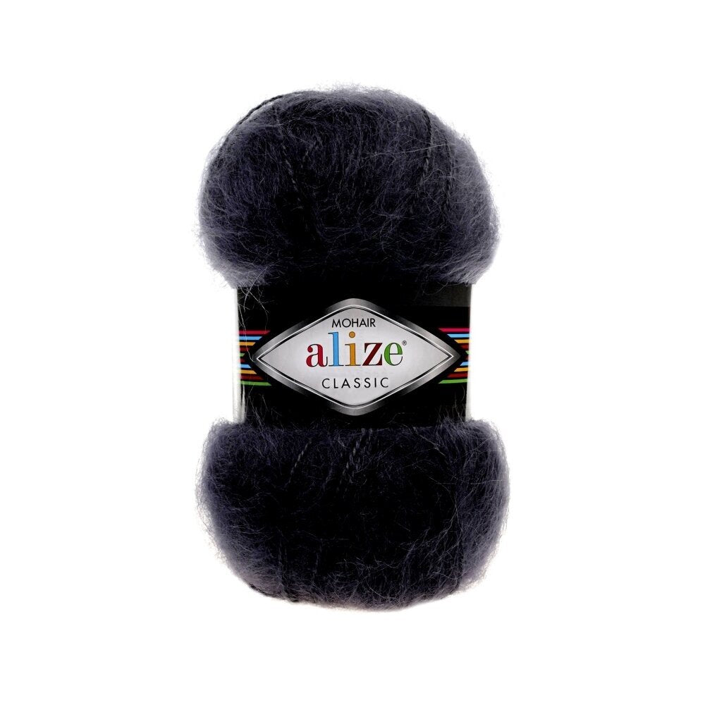 Alize Mohair Classic 53 Melna – akrila dzija ar mohēru un vilnu