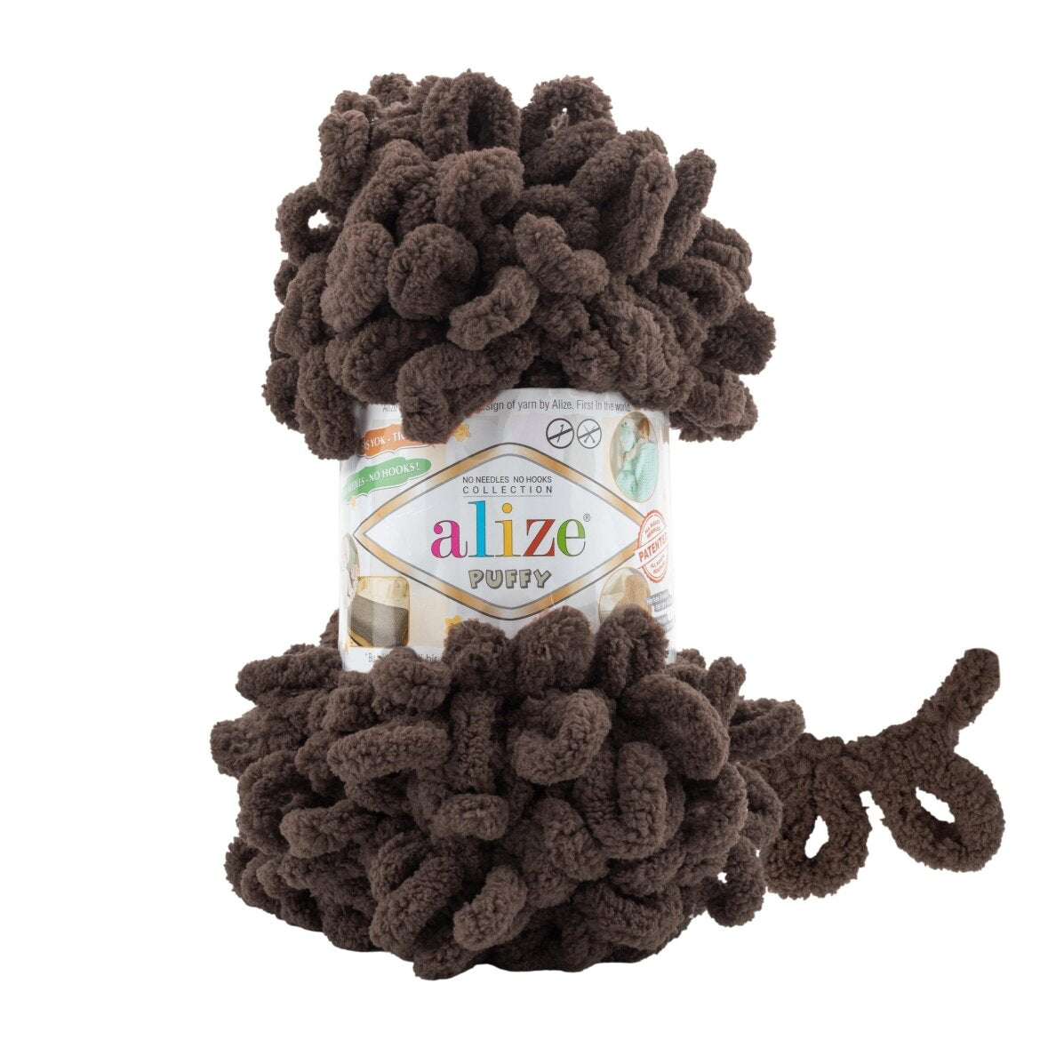 Alize Puffy 534 Marron foncé – fil à boucles