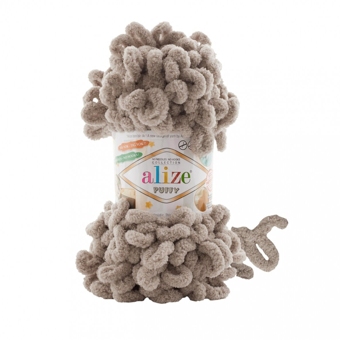 Alize Puffy 72 Taupe – fil à boucles