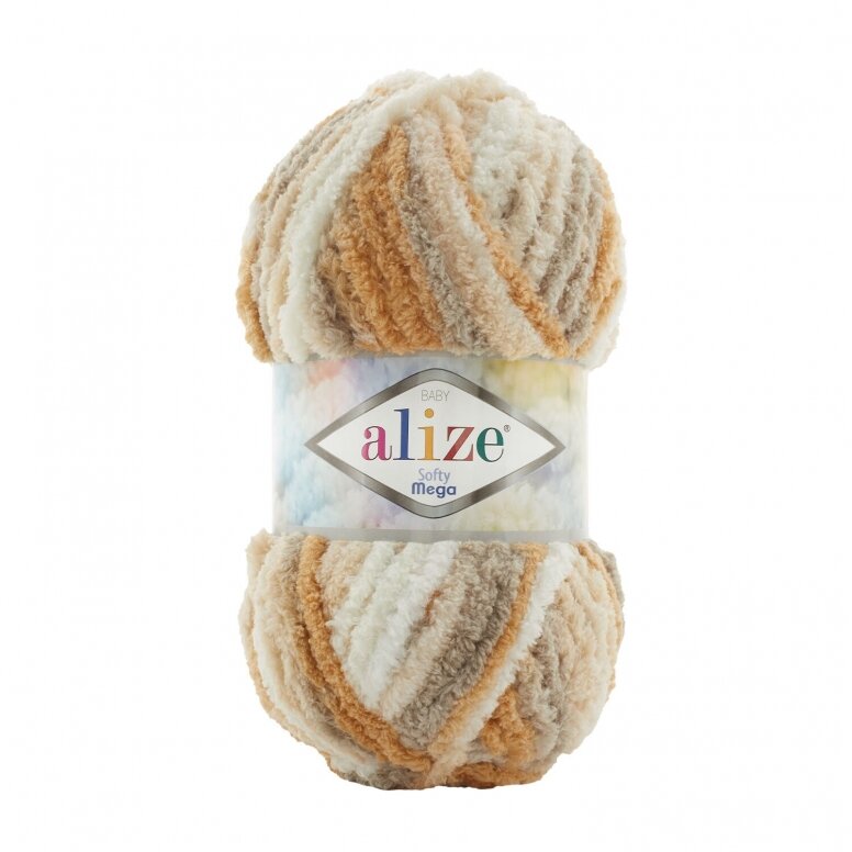Alize Softy Mega 5926 Karameļu (ombre) – bieza pūkaina dzija