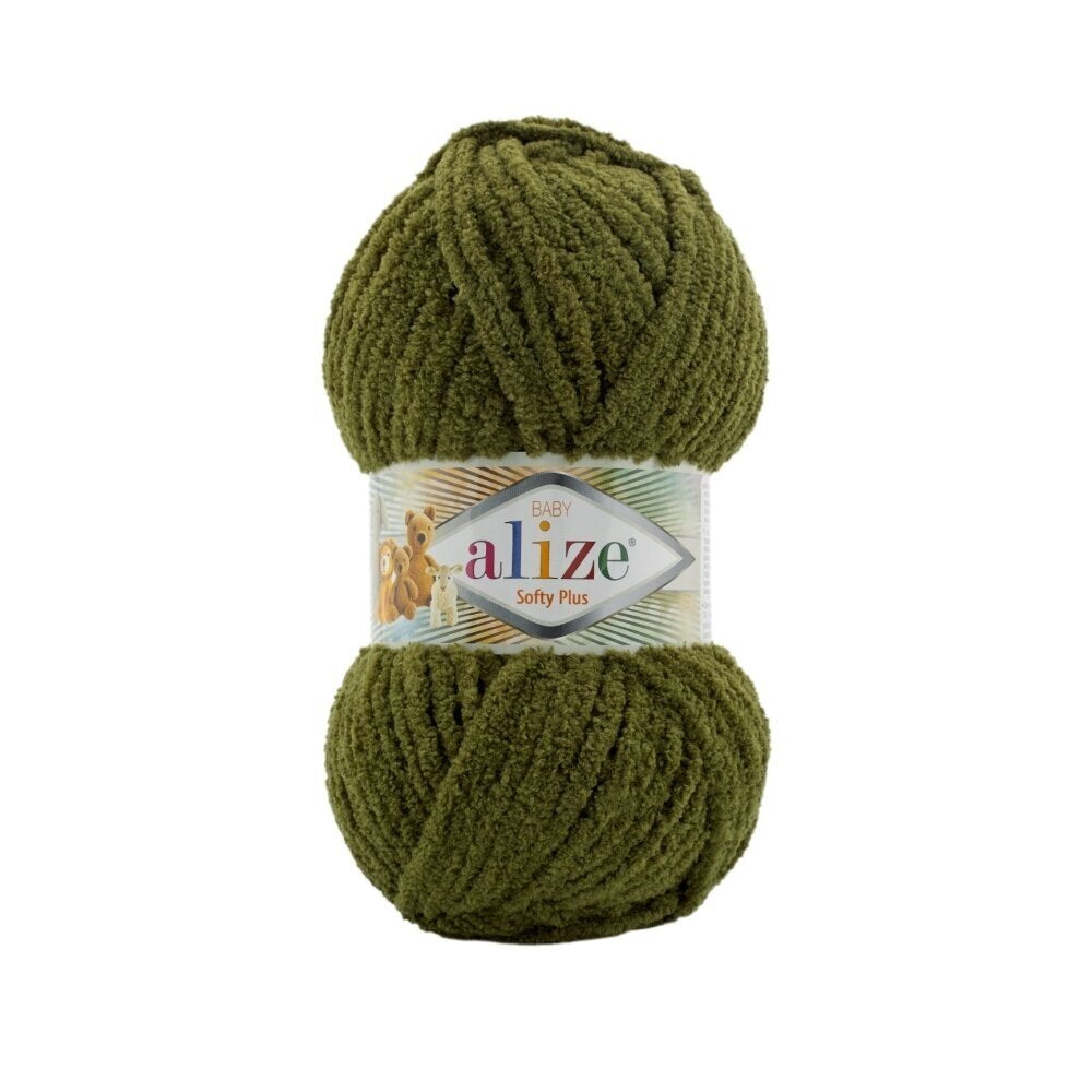 Alize Softy Plus 620 Mörkoliv – mjukt frottéliknande garn