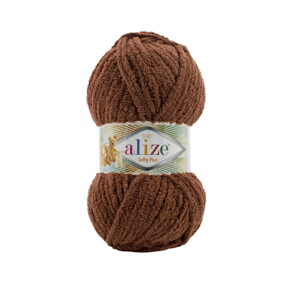 Alize Softy Plus 321 Mörkbrun – mjukt frottéliknande garn