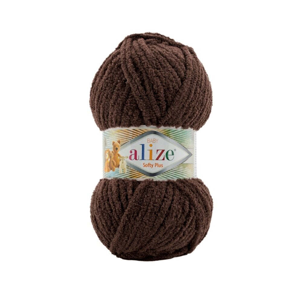 Alize Softy Plus 493 Brun – mjukt frottéliknande garn