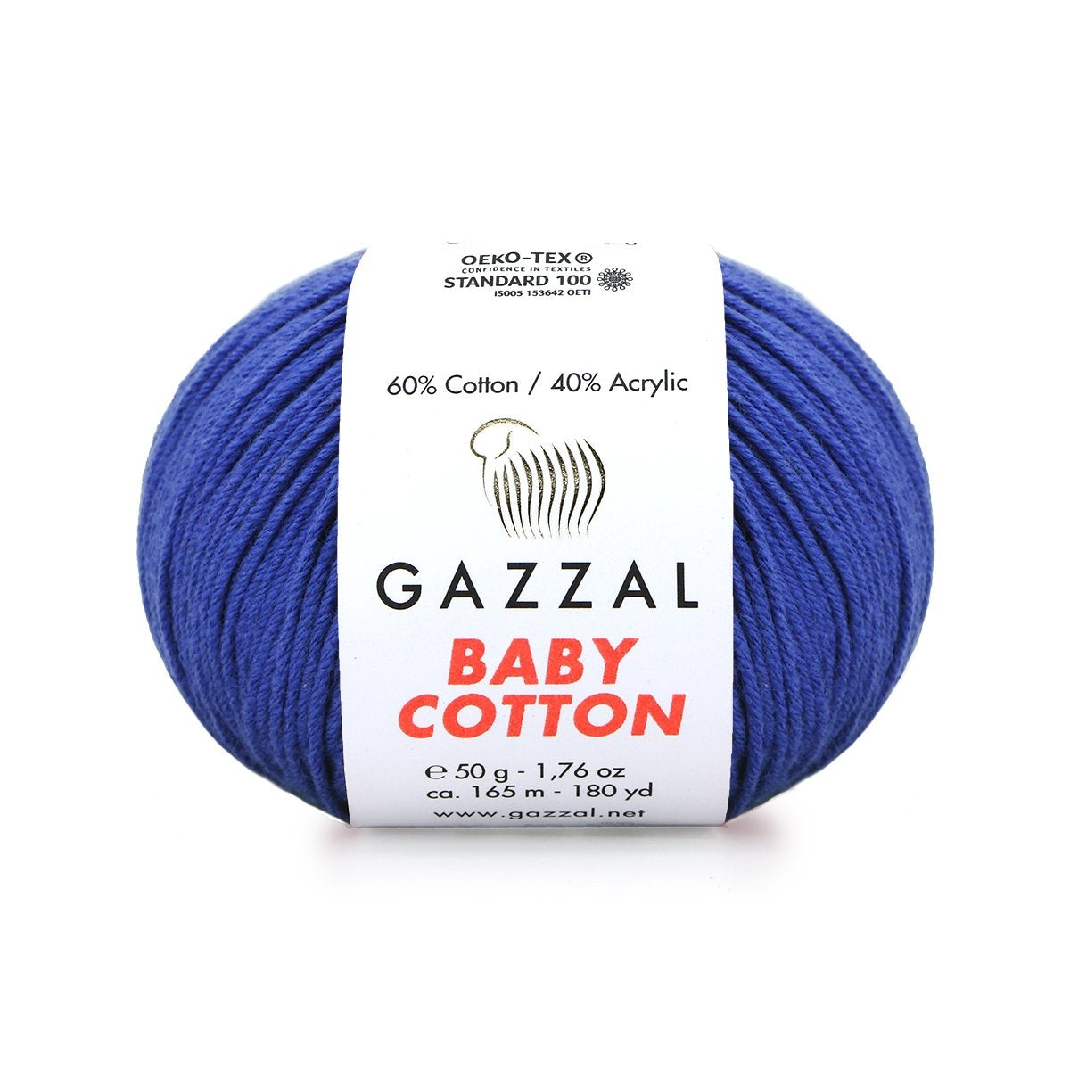 Gazzal Baby Cotton 3421 Kuningsinine – puuvilla-akrüülist beebilõng