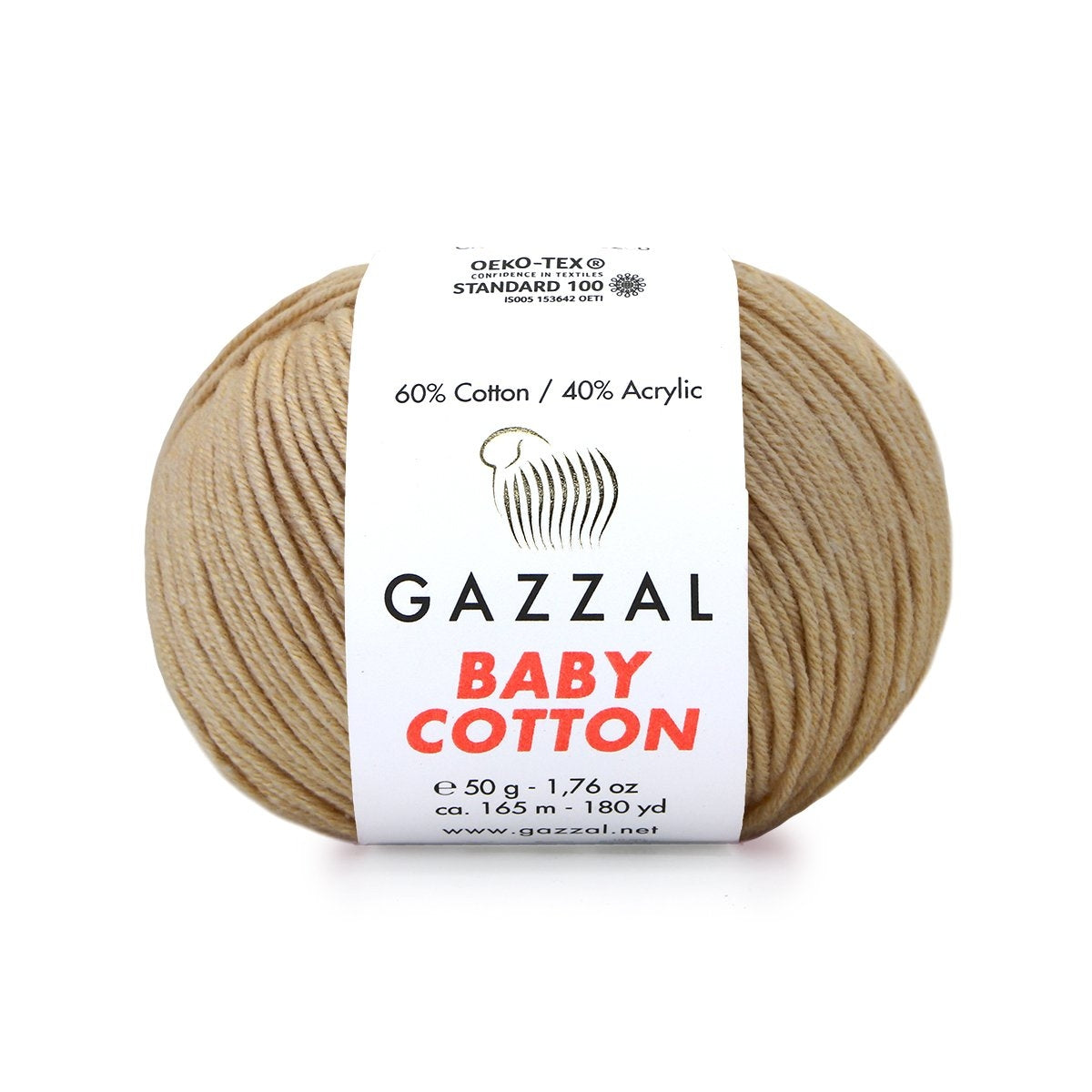 Gazzal Baby Cotton 3424 Kaamelpruun – puuvilla-akrüülist beebilõng
