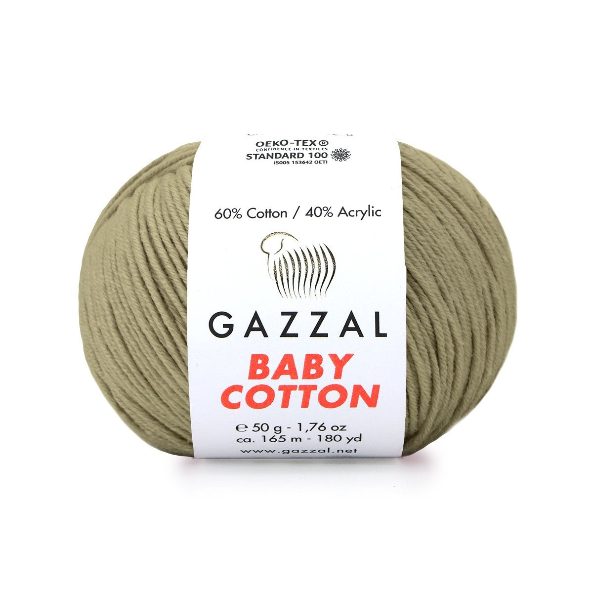 Gazzal Baby Cotton 3464 Oliiv – puuvilla-akrüülist beebilõng