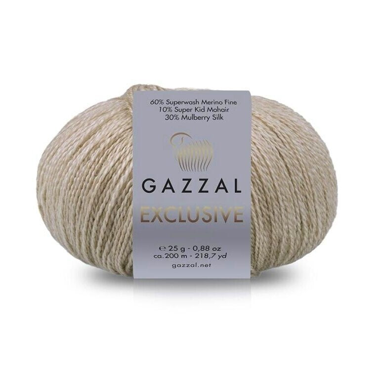 Gazzal Exclusive 9901 Beige – merino silk mohair yarn