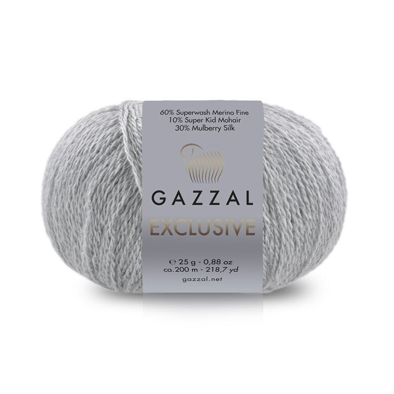 Gazzal Exclusive 9921 Grey – merino silk mohair yarn