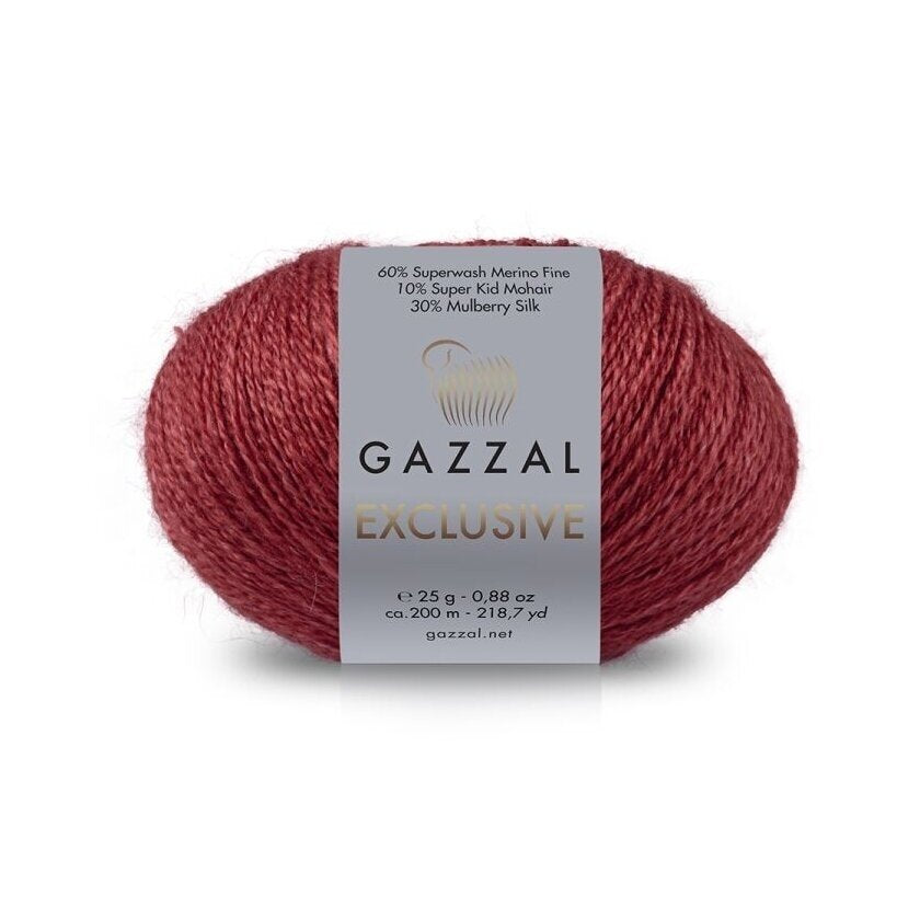 Gazzal Exclusive 9912 Burgundy – merino silk mohair yarn