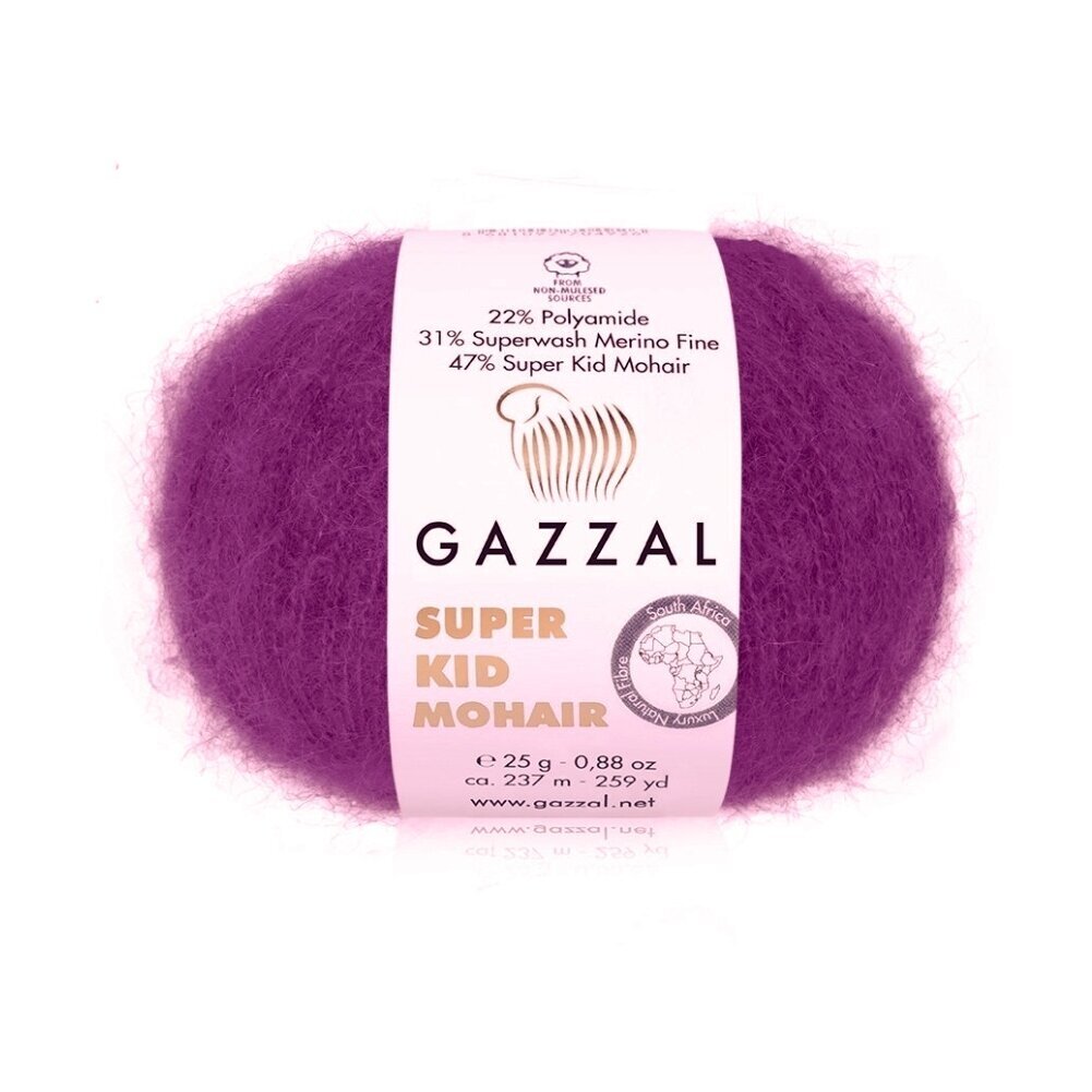 Gazzal Super Kid Mohair 64415 Сливовый – мохер с мериносом