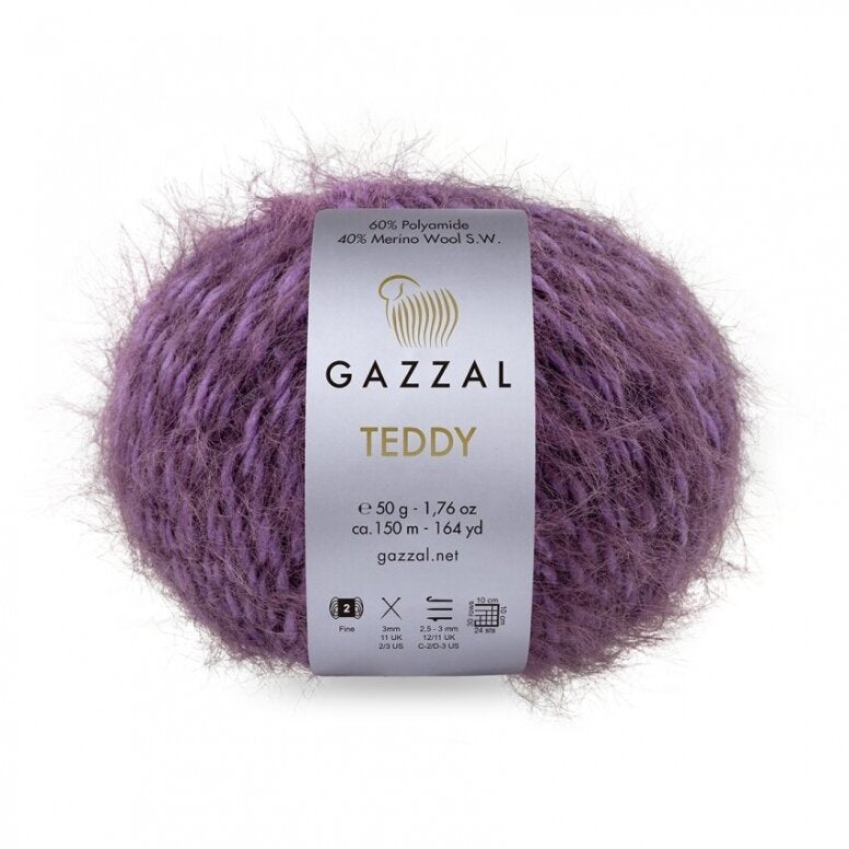 Gazzal Teddy 6552 Prune – fil bouclette mérinos