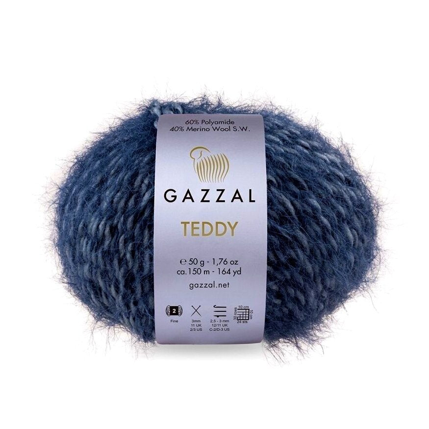 Gazzal Teddy 6536 Bleu marine – fil bouclette mérinos