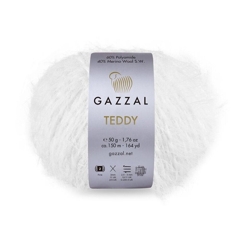 Gazzal Teddy 6564 Blanc – fil bouclette mérinos