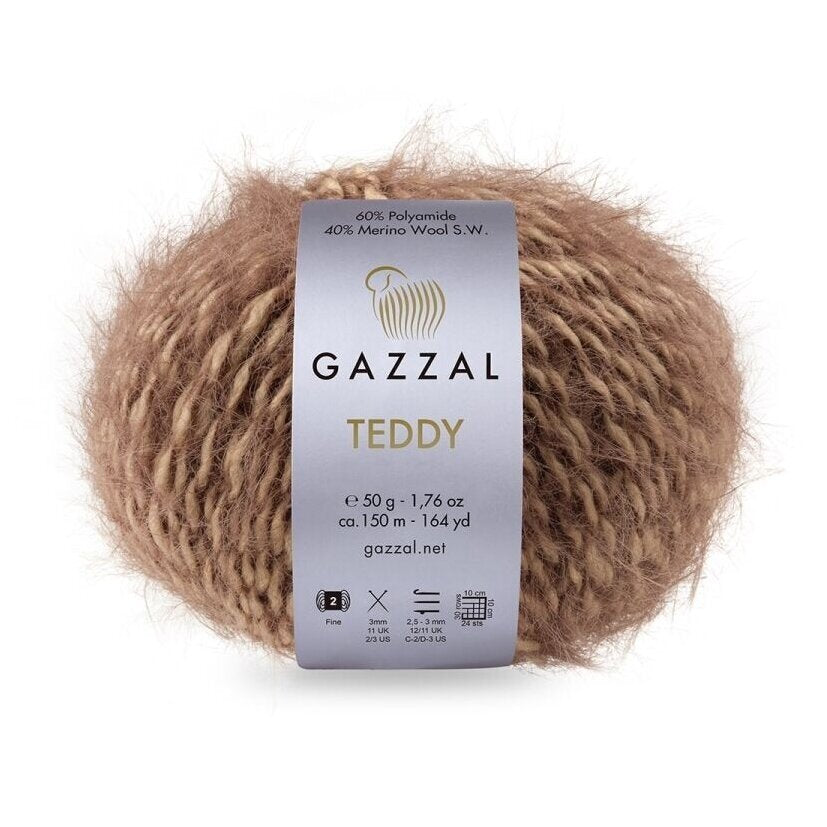 Gazzal Teddy 6540 Marron – fil bouclette mérinos