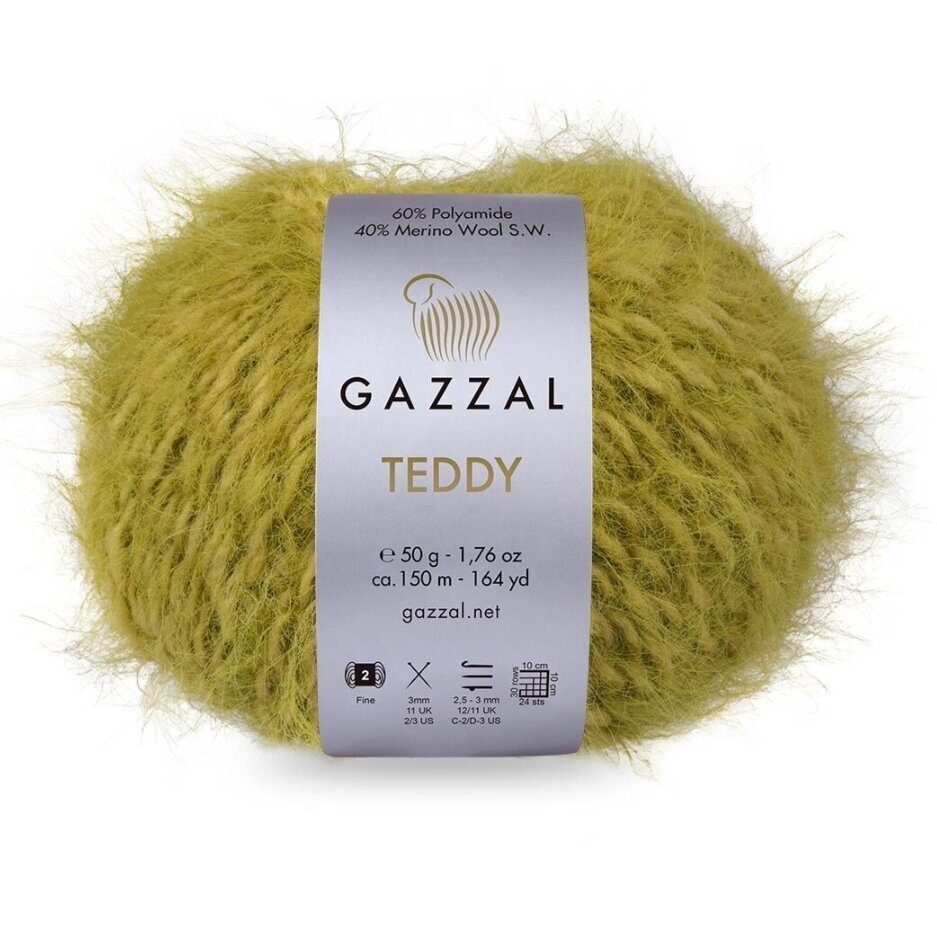 Gazzal Teddy 6556 Olive – fil bouclette mérinos