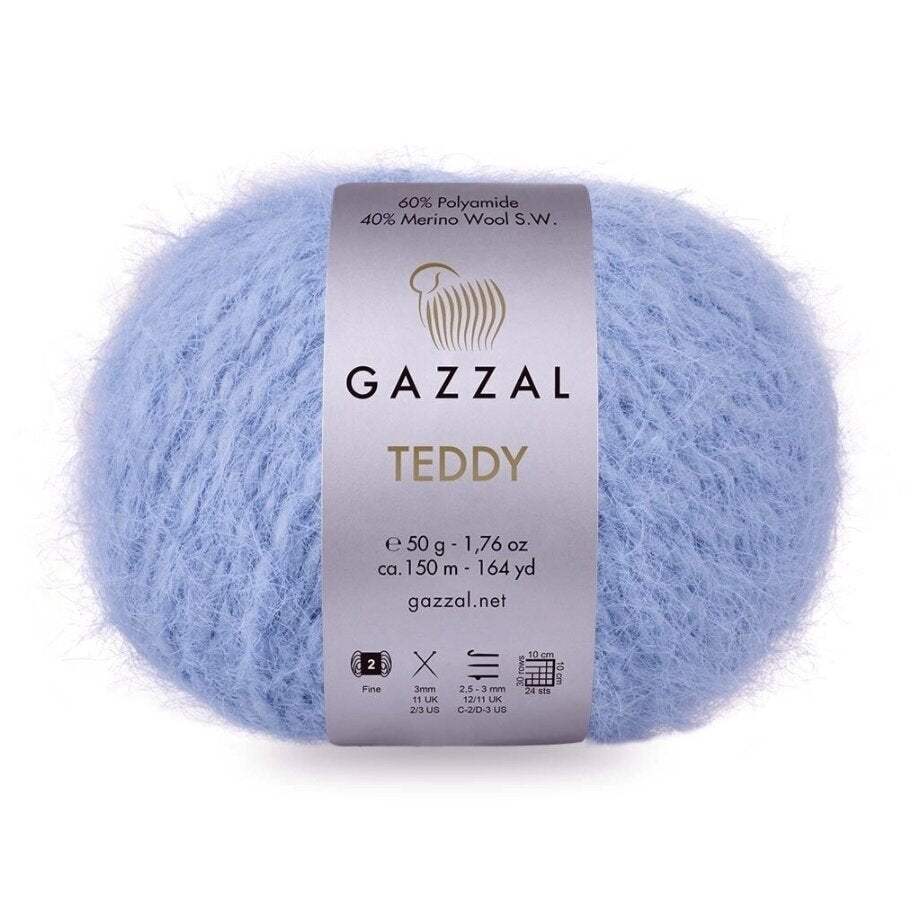 Gazzal Teddy 6561 Bleuet – fil bouclette mérinos