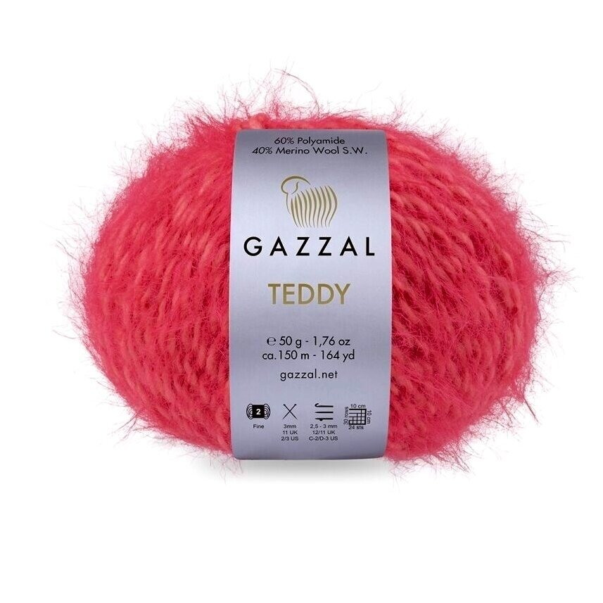 Gazzal Teddy 6542 Pastèque – fil bouclette mérinos