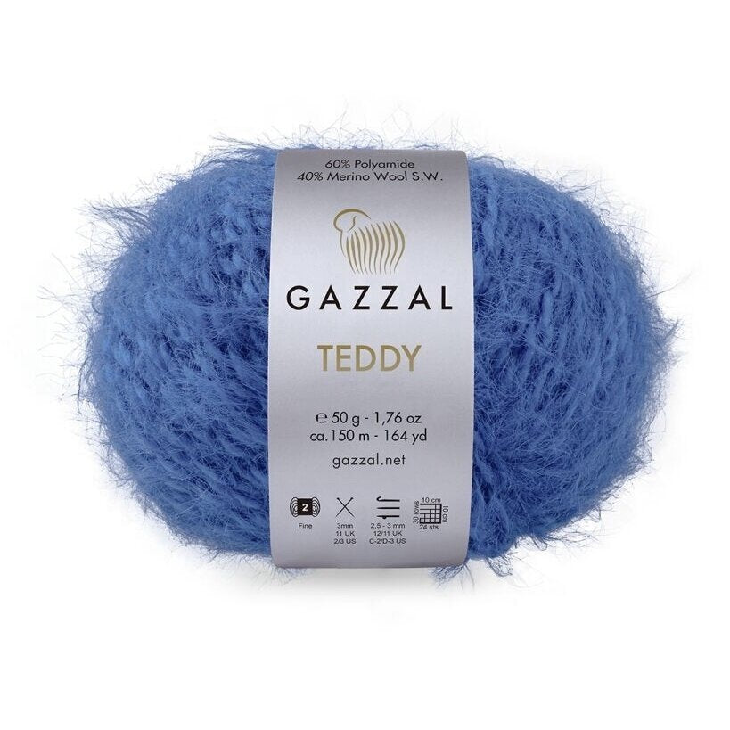 Gazzal Teddy 6562 Bleu – fil bouclette mérinos