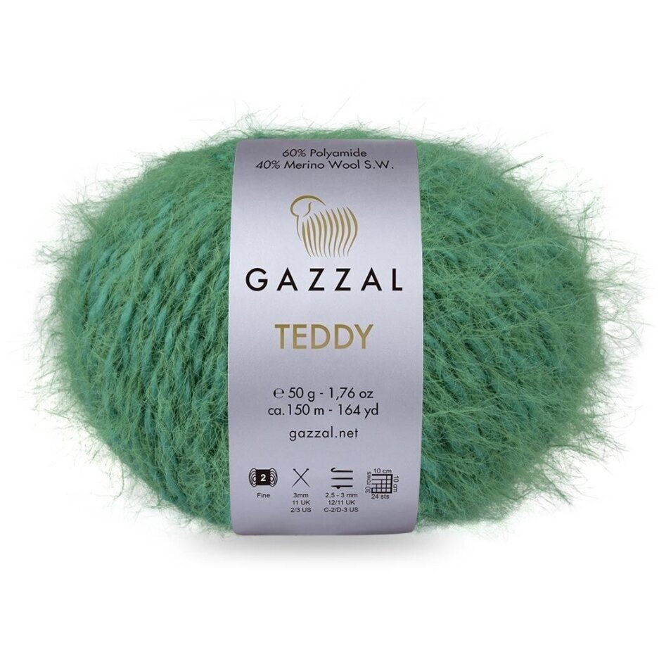 Gazzal Teddy 6559 Vert sapin – fil bouclette mérinos