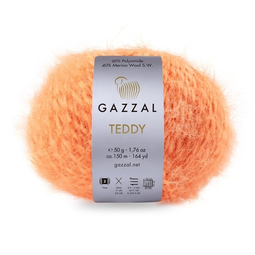 Gazzal Teddy 6544 Orange – fil bouclette mérinos