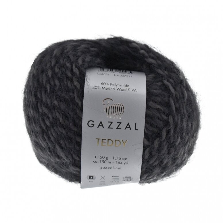 Gazzal Teddy 6537 Anthracite – fil bouclette mérinos