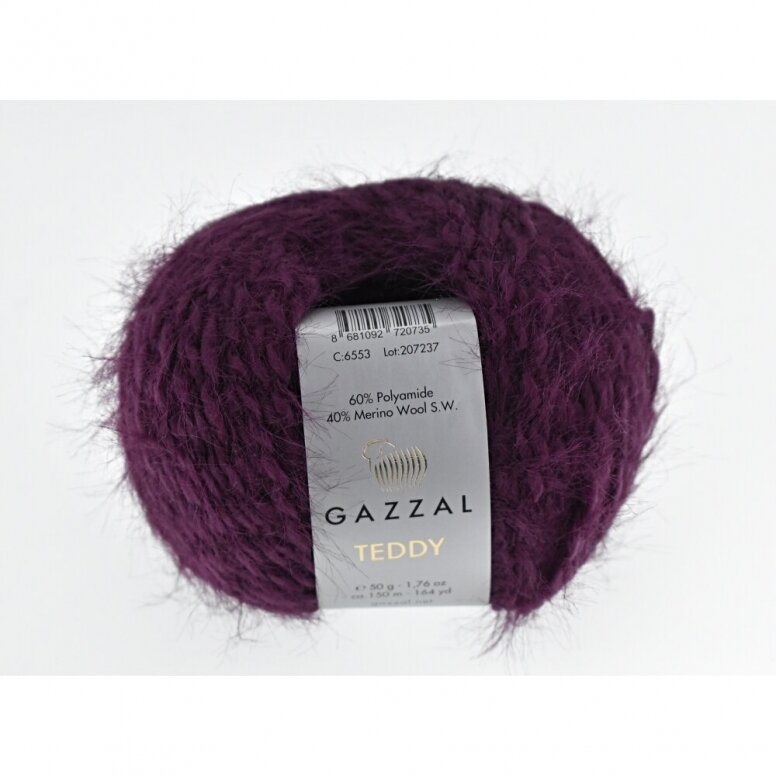Gazzal Teddy 6553 Aubergine – fil bouclette mérinos