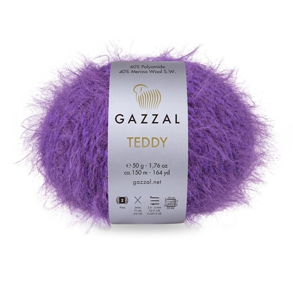 Gazzal Teddy 6550 Violet – fil bouclette mérinos