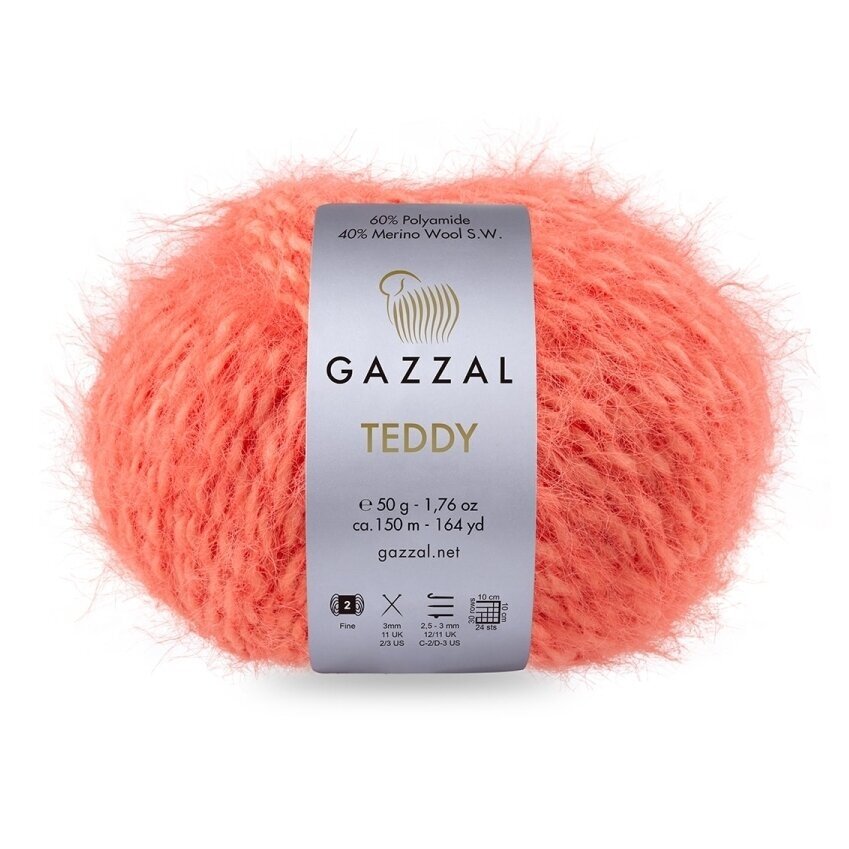 Gazzal Teddy 6543 Corail – fil bouclette mérinos