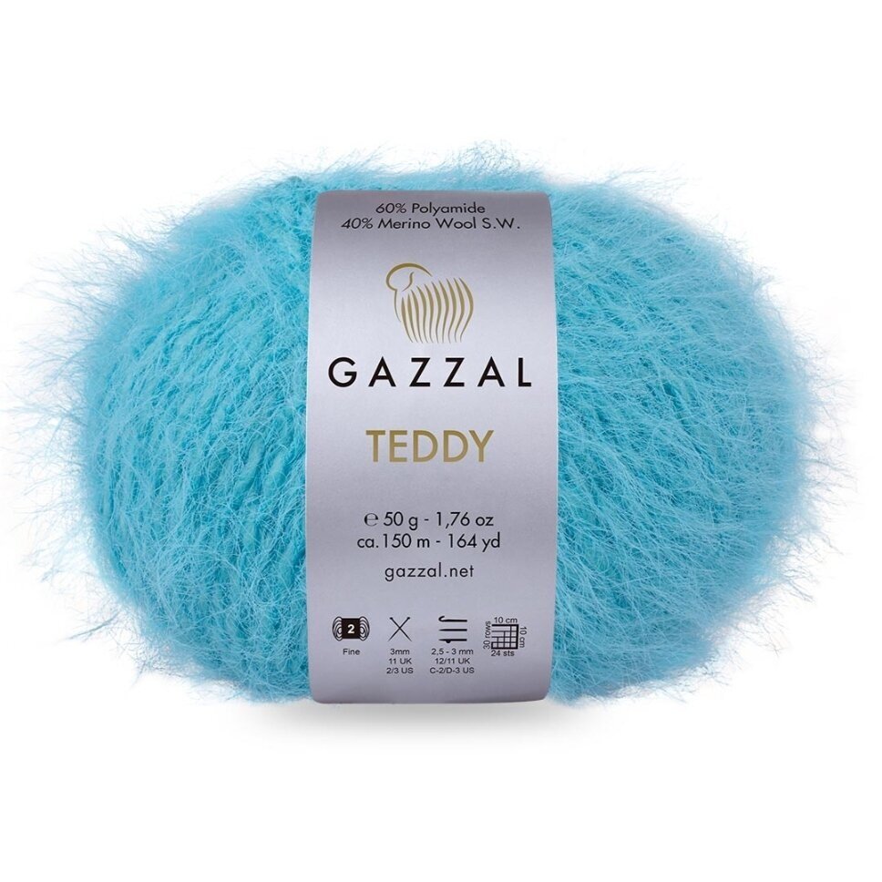 Gazzal Teddy 6557 Turquoise – fil bouclette mérinos