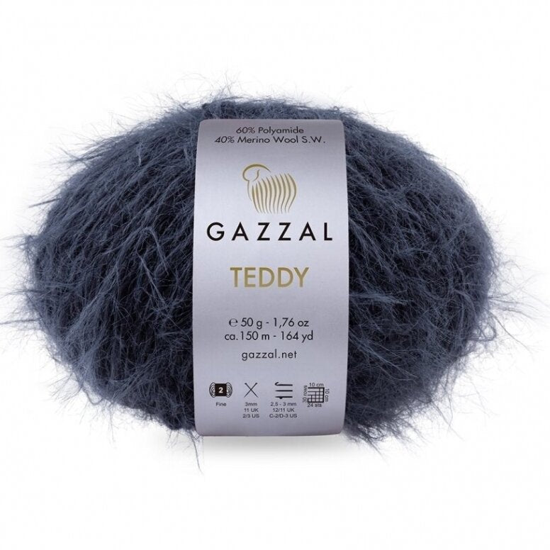 Gazzal Teddy 6538 Bleu marine – fil bouclette mérinos