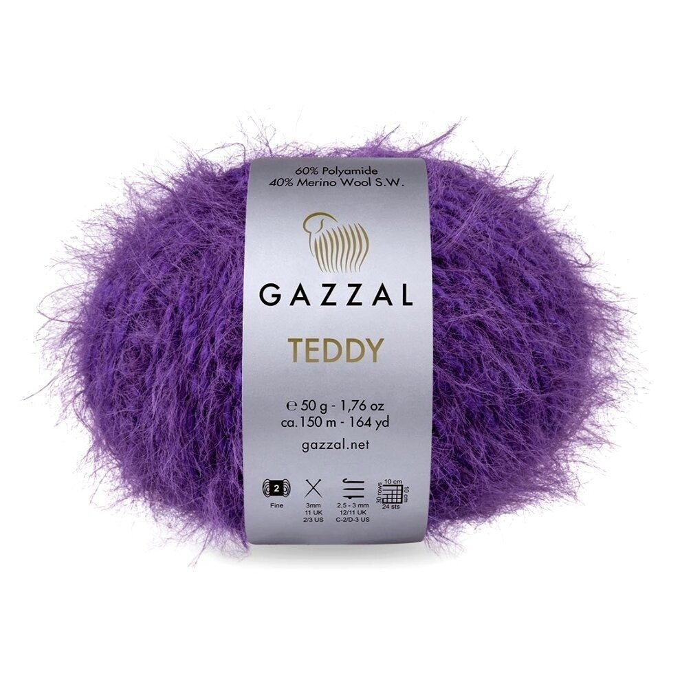 Gazzal Teddy 6551 Pourpre – fil bouclette mérinos