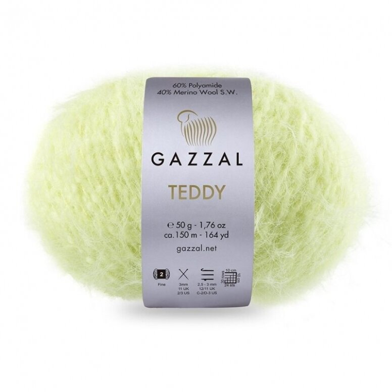 Gazzal Teddy 6533 Pistache – fil bouclette mérinos