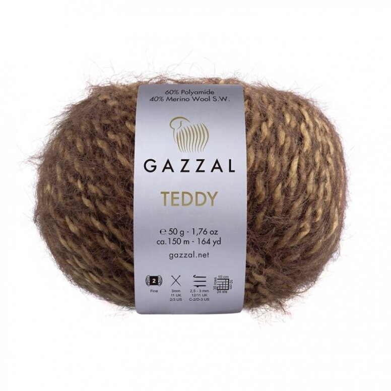 Gazzal Teddy 6541 Moka – fil bouclette mérinos