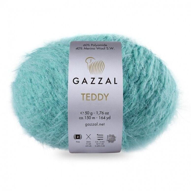 Gazzal Teddy 6558 Aqua – fil bouclette mérinos