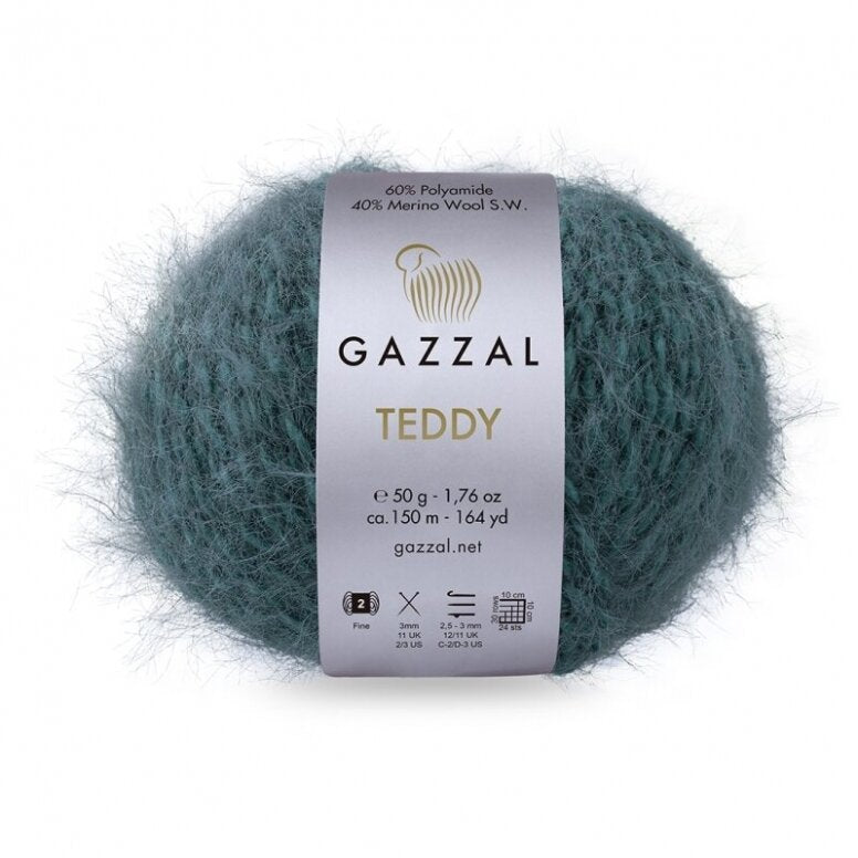 Gazzal Teddy 6560 Pétrole – fil bouclette mérinos